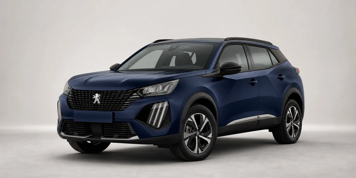 Lacivert Peugeot 2008 önden üç çeyrek görünüm