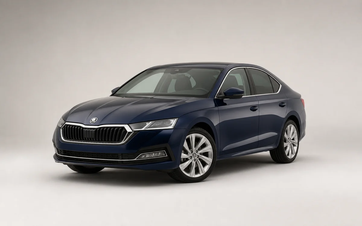 Lacivert Skoda Octavia önden üç çeyrek görünüm