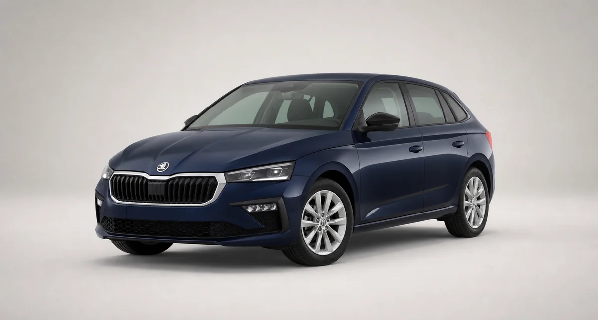 Lacivert Skoda Scala önden üç çeyrek görünüm