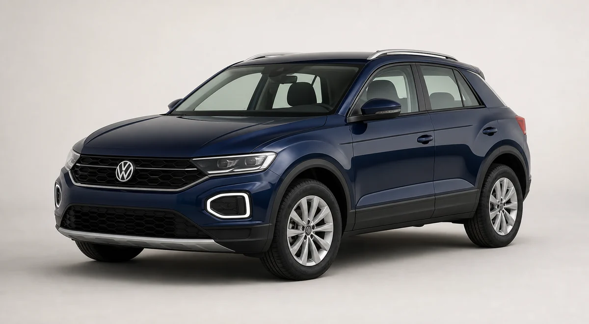Lacivert Volkswagen T-Roc önden üç çeyrek görünüm